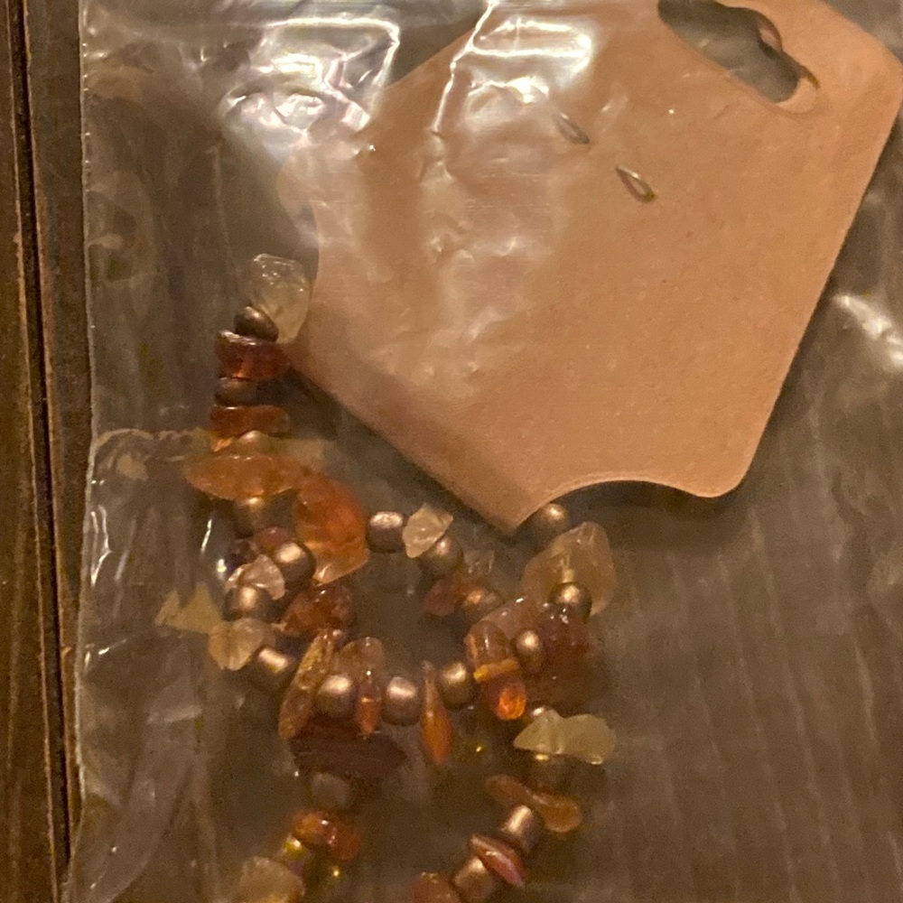 Orange and bronze glass bead bracelet